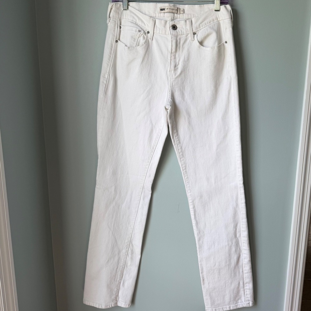 Levis Women's 505 Straight Leg Jeans White Stretch Size 8